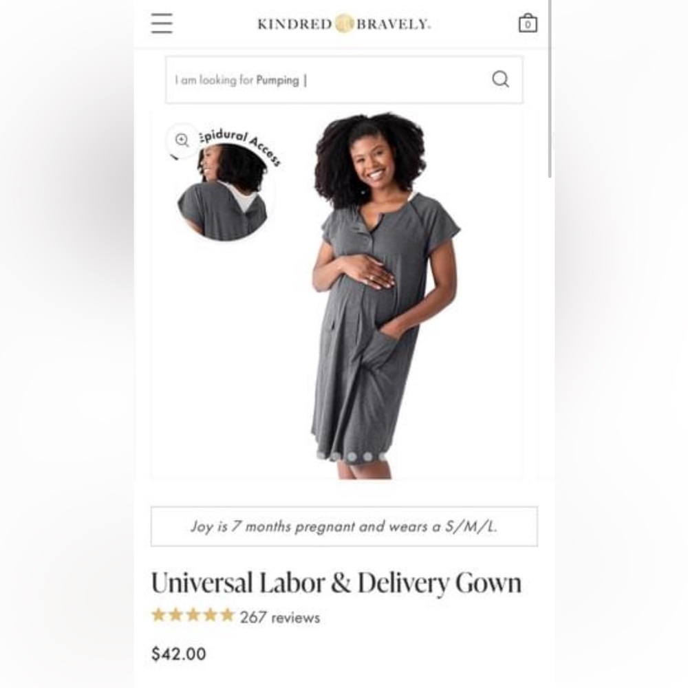 Kindred Bravely Universal Labor & Delivery Gown Size XL-XXL - Grey Heather
